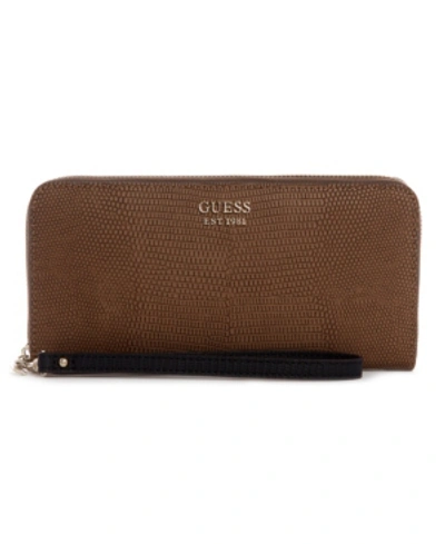 Shop Guess Lyndi Large Zip Around Wallet In Chestnut Multi