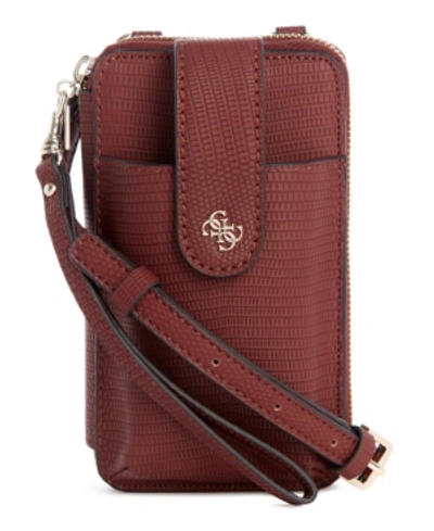 Shop Guess Lyndi Chat-n-go Phone Crossbody In Claret