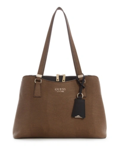 Guess Lyndi Small Girlfriend Satchel In Chestnut Multi