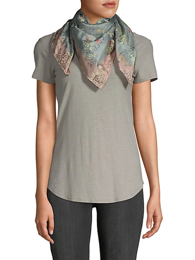 Shop Valentino Brocade Floral Scarf In Navy