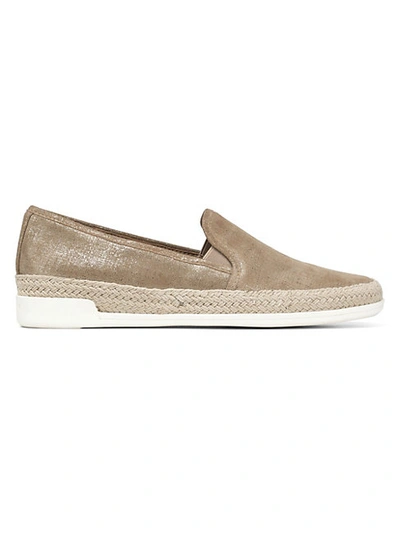 Shop Donald J Pliner Textured Leather Slip-on Sneakers In Light Bronze