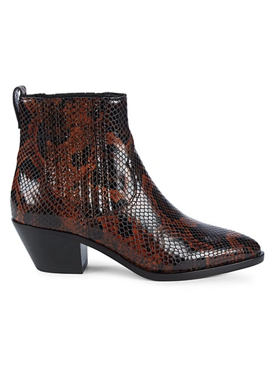 Shop Ash Floyd Snakeskin-embossed Leather Western Booties In Cognac