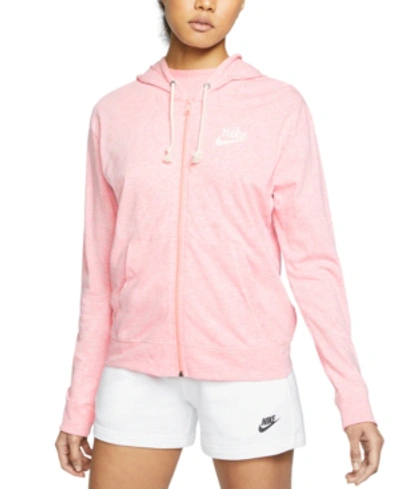 Shop Nike Women's Sportswear Gym Vintage Zip Hoodie In Bleached Coral