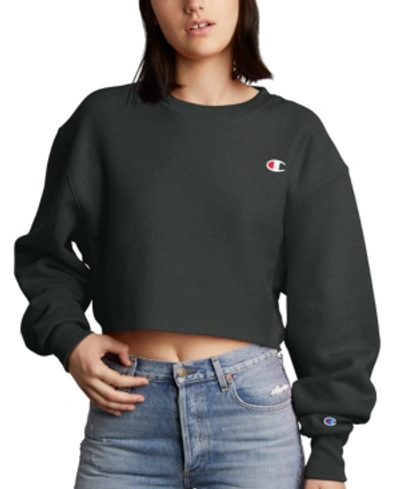 Shop Champion Women's Reverse Weave Cut-off Cropped Sweatshirt In Black