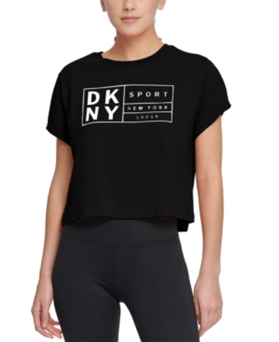 Shop Dkny Sport Cotton Logo Cropped T-shirt In Radiant Red