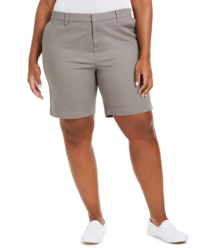Shop Tommy Hilfiger Plus Size Hollywood Bermuda Shorts In Gray