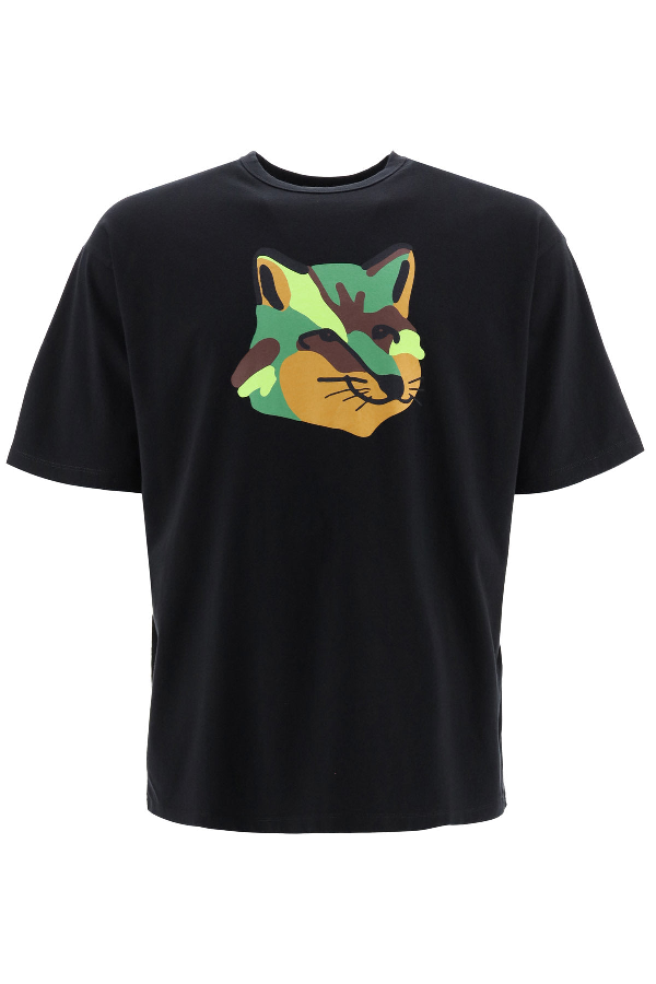 Maison Kitsuné Neon Fox Head T-shirt In Black (black) | ModeSens