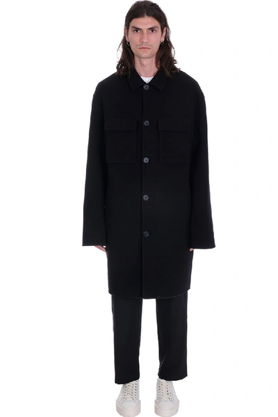 Shop Oamc I.d. Coat Doubl Coat In Black Wool