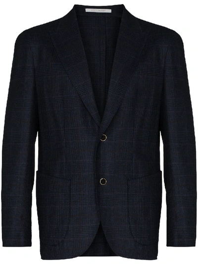 Shop Eleventy Young Checked Blazer In Blue