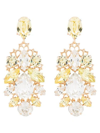 Shop Anton Heunis Crystal Cluster Earrings In Yellow