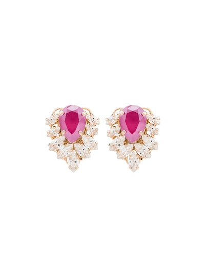 Shop Anton Heunis Jamie Crystal Earrings In Pink