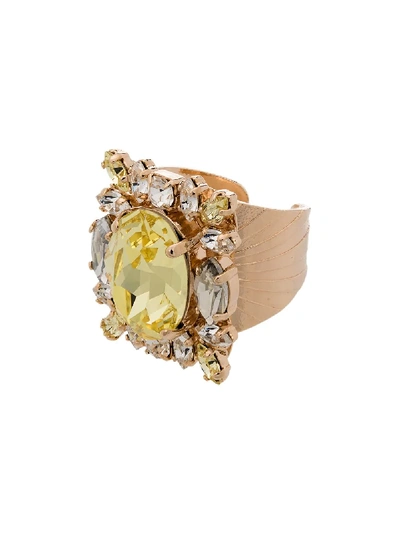 GOLD-PLATED CRYSTAL CLUSTER RING