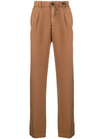 Shop Myths Straight Leg Pleated Detail Trousers In Brown