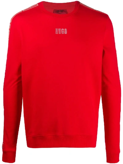 Shop Hugo Logo Detail Sweatshirt In Red