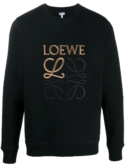 Shop Loewe Embroidered Logo Sweatshirt In Black