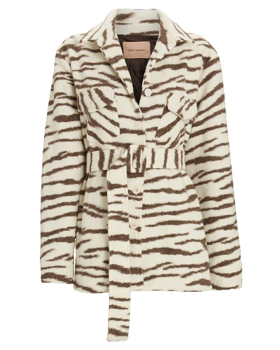 Shop Andamane Evita Zebra Flannel Shirt Jacket In Grey-lt