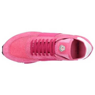 Shop Moncler Low-top Sneakers Louise Calfskin Suede Logo Rose In Pink