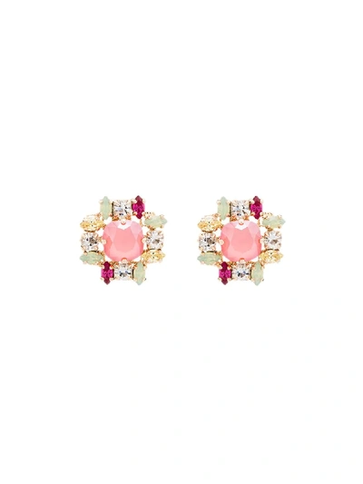 Shop Anton Heunis Crystal Cluster Earrings In Multicolour