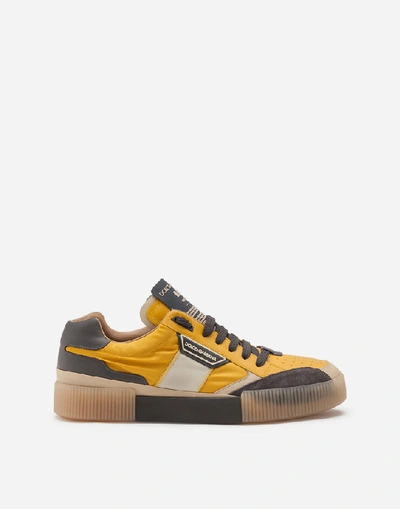 Shop Dolce & Gabbana Mixed-material Miami Sneakers In Yellow