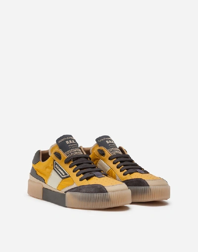 Shop Dolce & Gabbana Mixed-material Miami Sneakers In Yellow