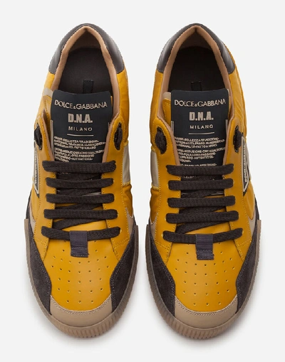 Shop Dolce & Gabbana Mixed-material Miami Sneakers In Yellow