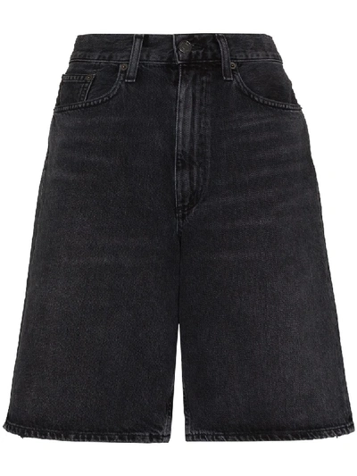 Shop Agolde Knee-length Denim Shorts In Black