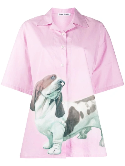 Shop Acne Studios Oversized Dog Print Shirt In Pink