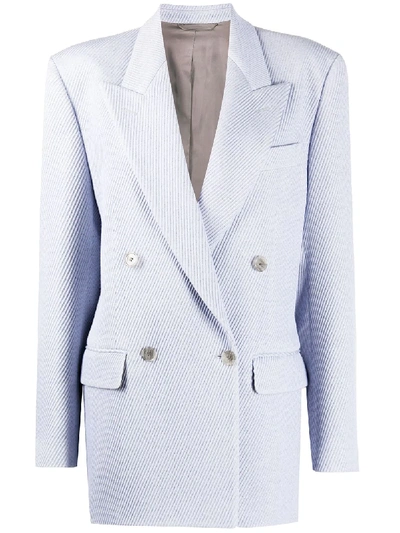 Shop Acne Studios Double-breasted Twill Blazer In Blue