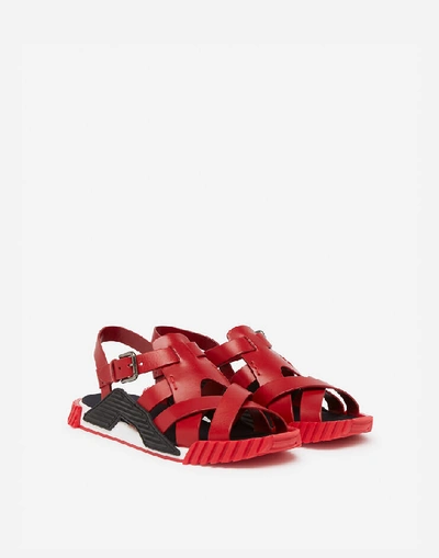 Shop Dolce & Gabbana Ns1 Sandals In Cowhide In Red/black