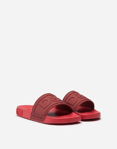 Shop Dolce & Gabbana Rubber Beachwear Slides With Dg Logo