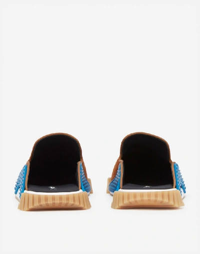 Shop Dolce & Gabbana Ns1 Suede Slippers With Heraldic Embroidery