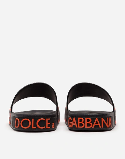 Shop Dolce & Gabbana Rubber Beachwear Sliders With Jungle Sport Print