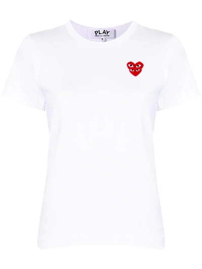 Shop Comme Des Garçons Play Logo Heart Print T-shirt In White