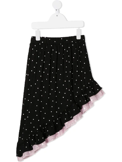 Shop Wauw Capow Polka Dot Asymmetric Skirt In Black
