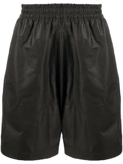 Shop Bottega Veneta Track Leather Shorts In Black