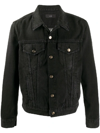 Shop Alanui Bandana Intarsia Denim Jacket In Black