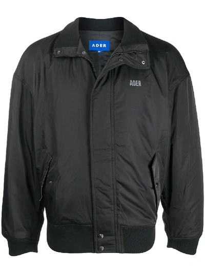 Shop Ader Error Long-sleeved Concealed Zipped Bomber Jacket In Black