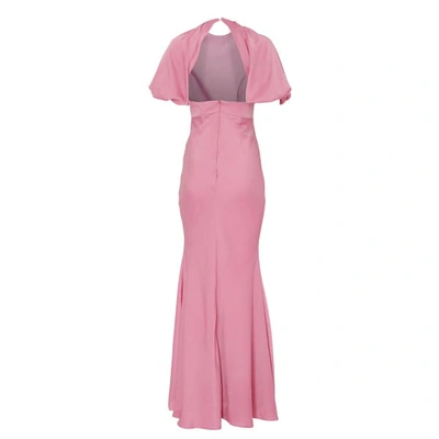 Shop True Decadence Orchid Pink Satin Floor Length Gown With Statement Sleeves