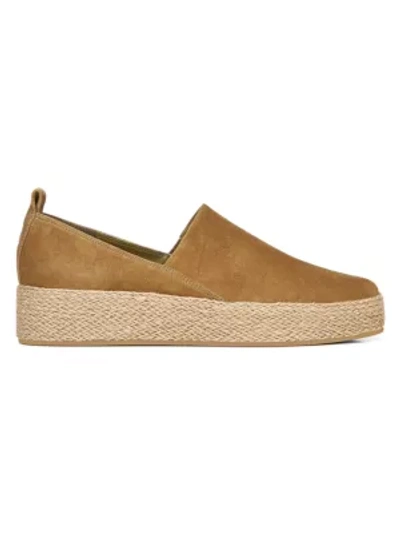 Shop Vince Women's Saxon Suede Espadrille Platform Sneakers In Olivewood