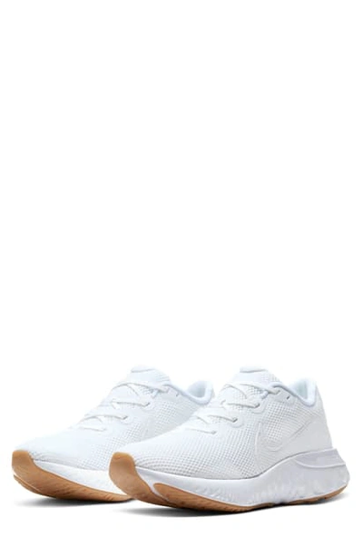 Shop Nike Renew Run Running Shoe In White/ White/ Gum Light Brown