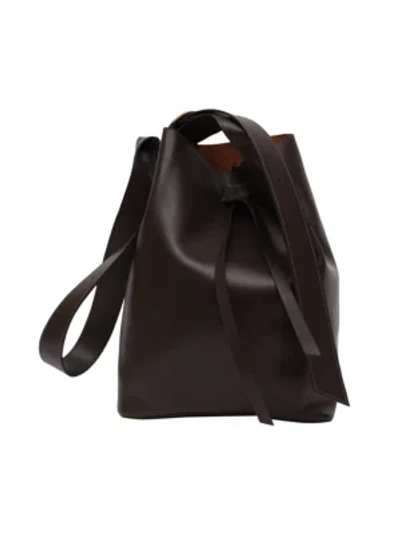 Shop Rejina Pyo Midi Marlene Leather Bucket Bag In Charcoal