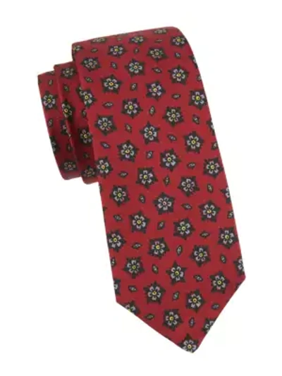 Shop Kiton Men's Geo Medallion Silk Tie In Red