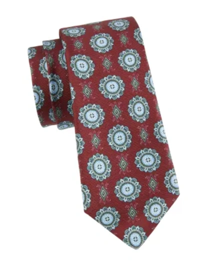 Shop Kiton Men's Floral Medallion Silk Tie In Red Blue