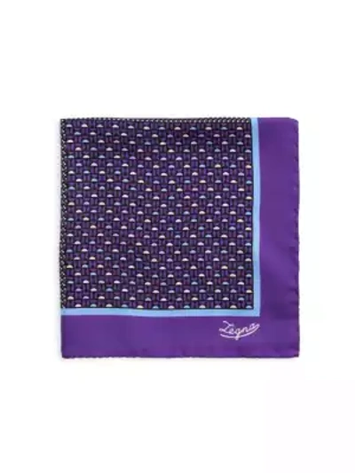 Shop Ermenegildo Zegna Neat Silk Pocket Square In Purple