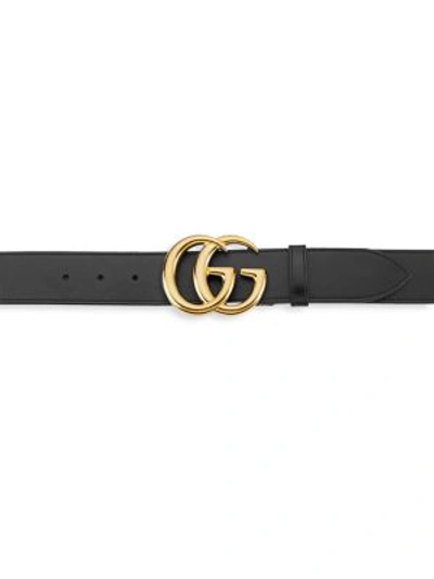Shop Gucci Men's New Marmont Leather Belt In Black