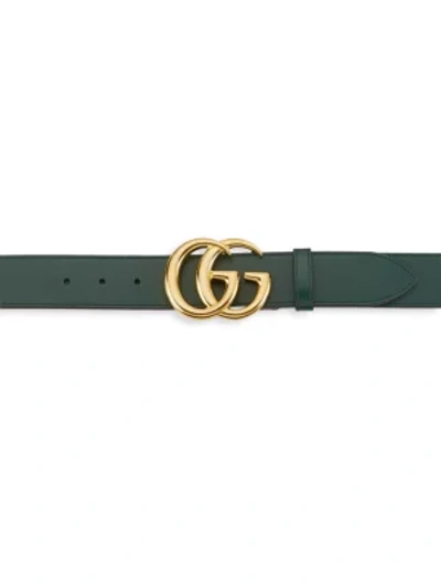 Shop Gucci Men's New Marmont Leather Belt In Green