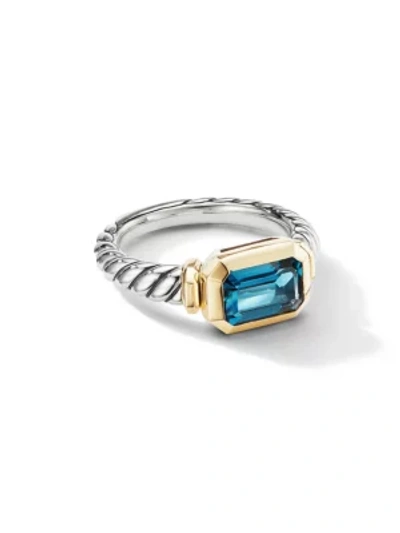 Shop David Yurman Novella Ring With Gemstone & 18k Yellow Gold In Amethyst