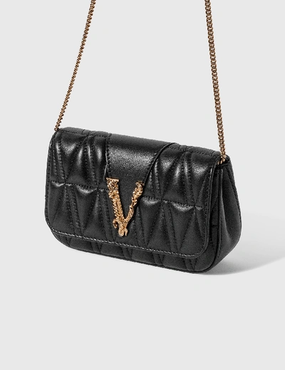 Shop Versace Virtus Quilted Evening Bag In Black