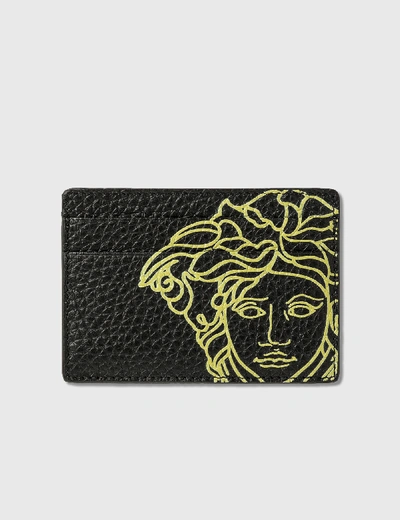 Shop Versace Pop Medusa Leather Card Case In Black