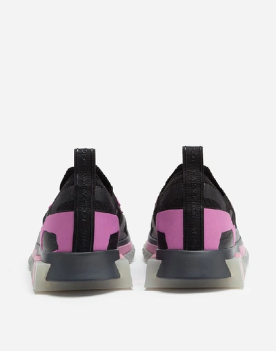 Shop Dolce & Gabbana Sorrento Sneakers In Stretch Jersey With Logo In Black/pink